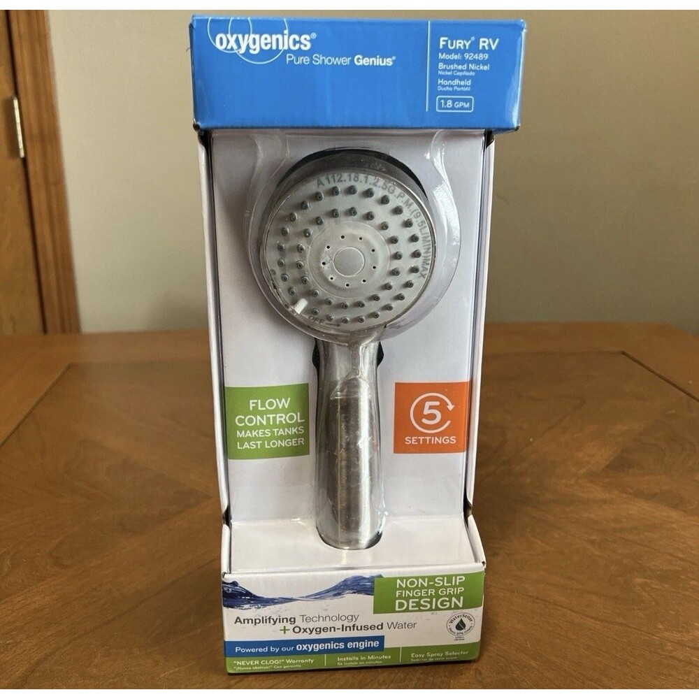 ETL Oxygenics 92489 Fury RV Handheld Shower -Brushed Nickel, 72 inch Hose length